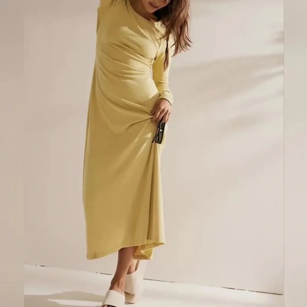 New! Free People Beach Aubre Open-back Essential Maxi Yellow nwot 27058 - Picture 4 of 15